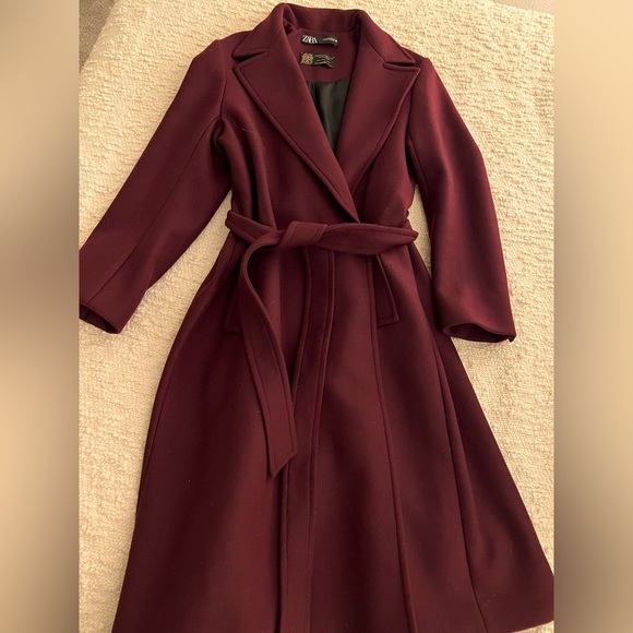 Zara Jackets & Coats Zara Long Coat Burgundy Poshmark